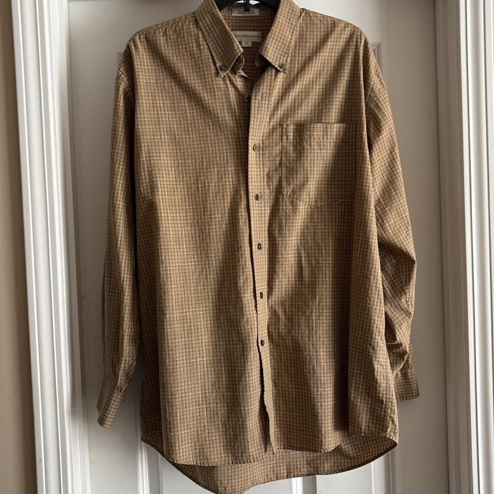 Cutter & Buck Brown Tan Casual Button Down Shirt